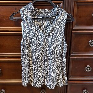 Veronica M Black and White Patterned Blouse